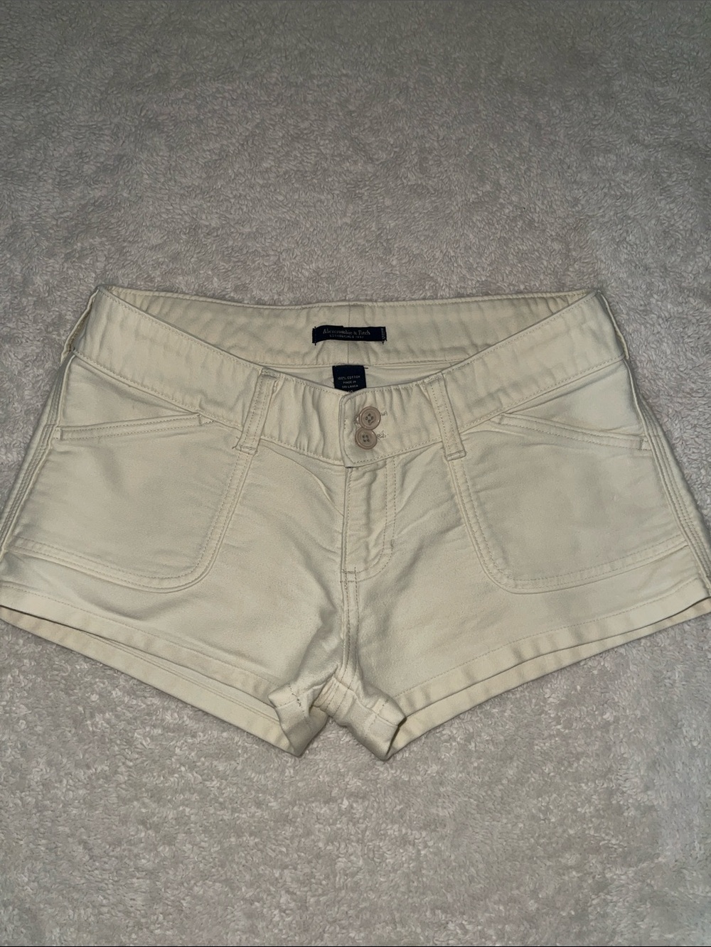 Abercrombie & Fitch Cream Low-Rise Jean Shorts
